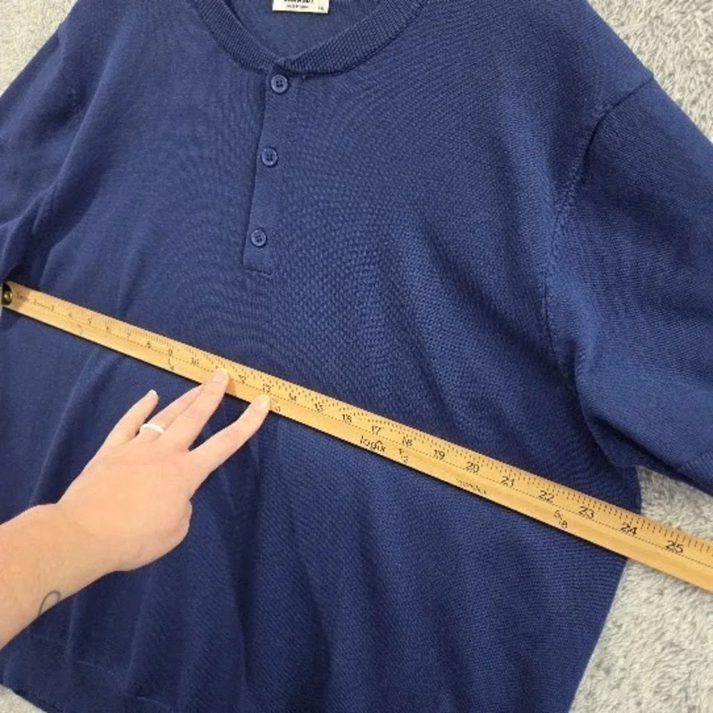 COOFANDY Men's Knit Henley Sweater Shirt Short Sleeve Blue 2XL Casual Button Tee